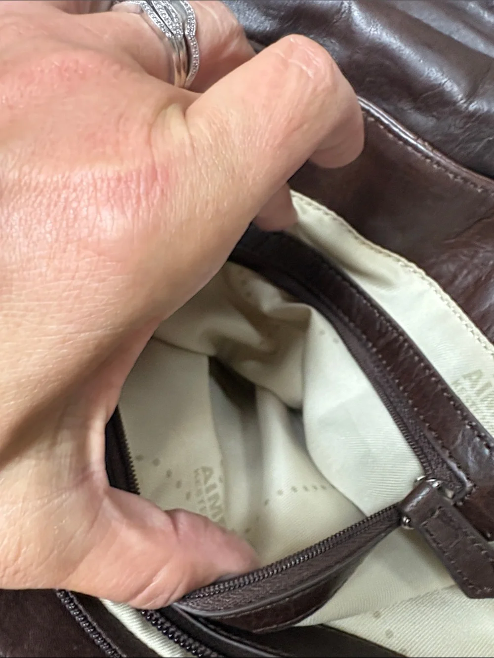 Aimee kestenberg Brown Leather Tote with American Flag Accent